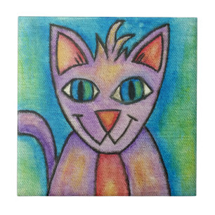 Carreau Chat Chaton Rose Violet