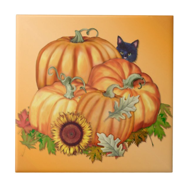 Carreau Chat Citrouille Bounty Automne (Devant)