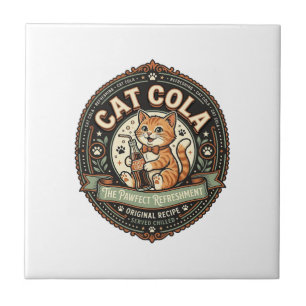 Carreau Chat Cola Chat Étiquette de Boisson Gazeuse Chat V