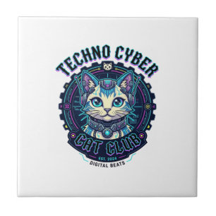 Carreau Chat Cyber Techno Drôle Conception Amateur de Chat