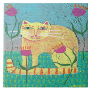Carreau Chat dans le jardin Peinture Abstraite