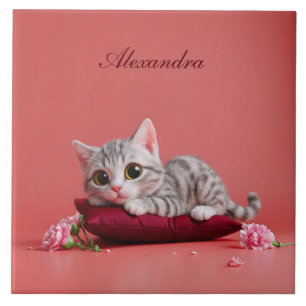 Carreau Chat de janvier mignon avec oeillets