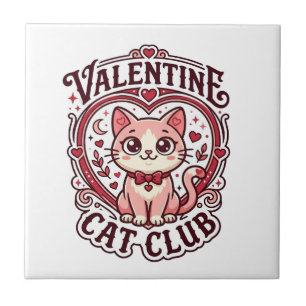 Carreau Chat de la Saint-Valentin Dessin drôle pour amateu
