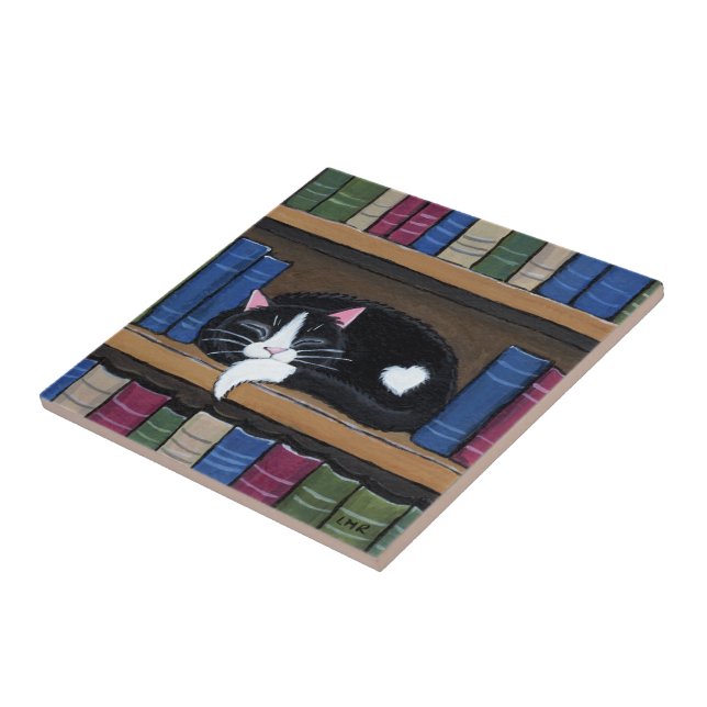 Carreau Chat de l'amour | de livre dormant sur la tuile de (Côté)