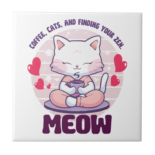 Carreau Chat de méditation - Chat kawaii (Devant)