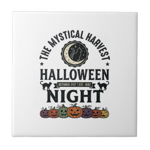 Carreau Chat d'Halloween Chats noirs Citrouilles Vintage D