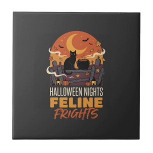 Carreau Chat d'Halloween sous la magie de la lune