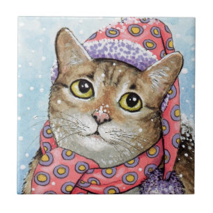 Carreau Chat drôle 642 Neige d'hiver