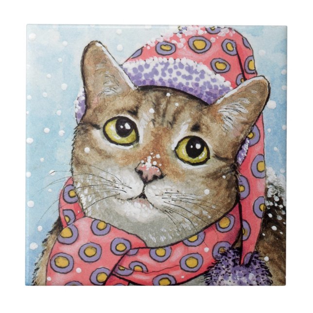Carreau Chat drôle 642 Neige d'hiver (Devant)