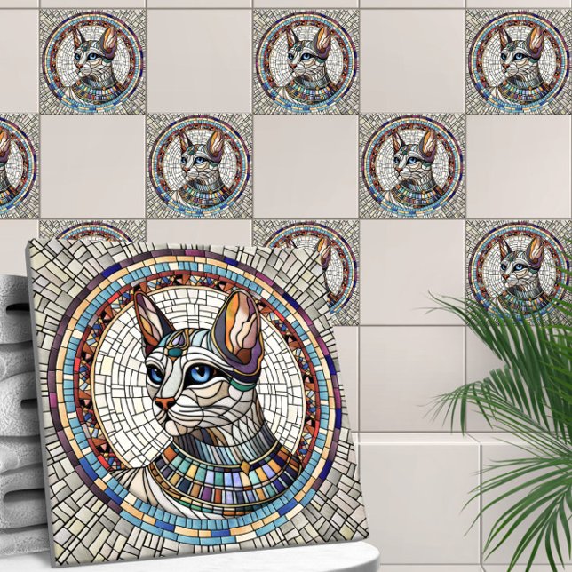 Carreau Chat égyptien - Art Mosaïque (Créateur téléchargé)