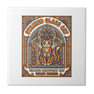Carreau Chat en Verre Cathédrale Vintage