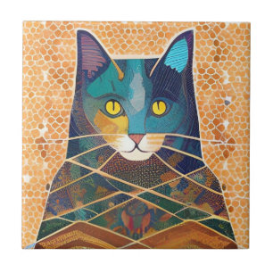 Carreau Chat et acolyte mosaïque marocaine abstraite parti