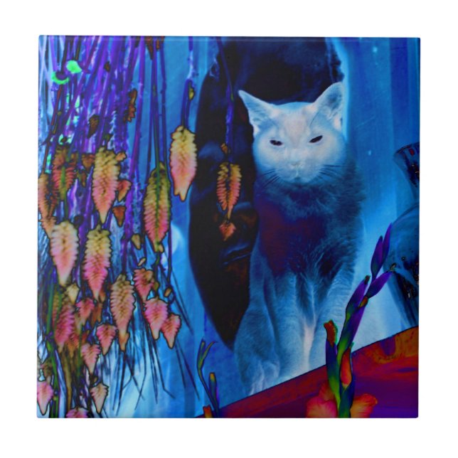 Carreau Chat Et Fleurs Siamois Art Animal (Devant)