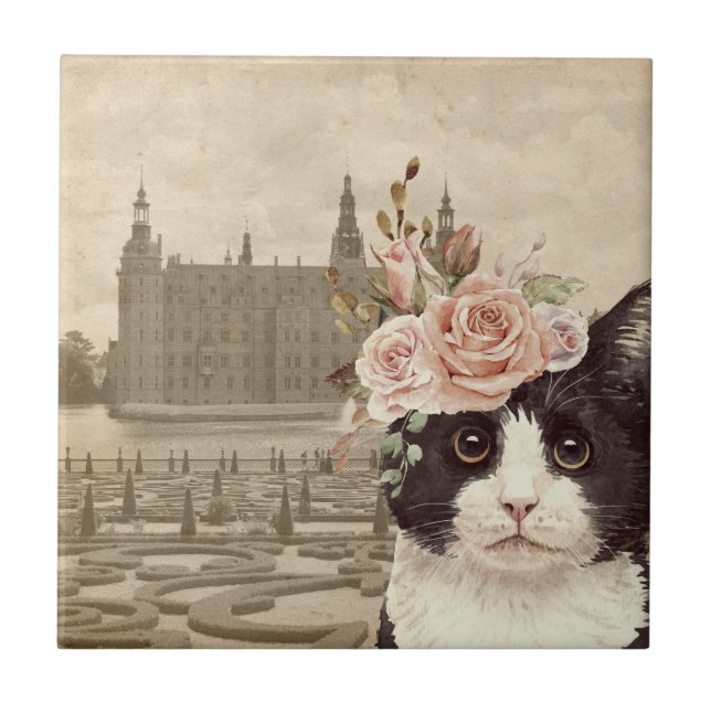 Carreau Chat fantaisie & Château (Devant)