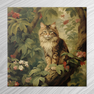 Carreau Chat forestier en feuillage luxuriant