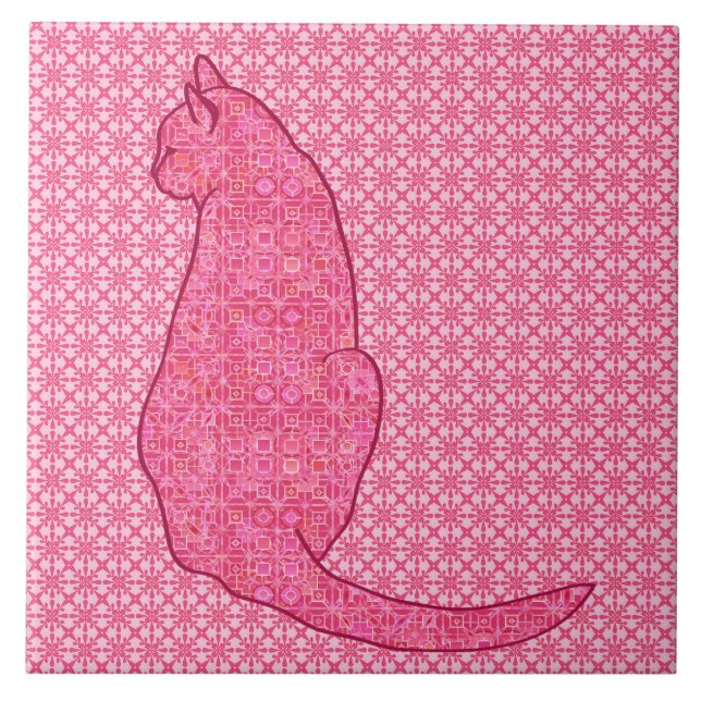 Carreau Chat japonais - Fuchsia Pink Batik (Devant)