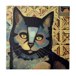 Carreau Chat mosaïque marocaine abstraite art chaton voix