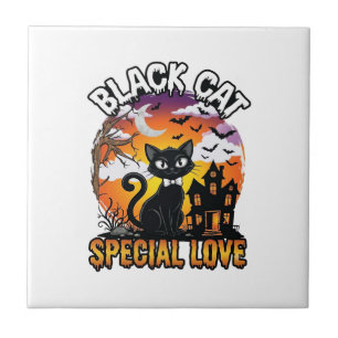 Carreau Chat Noir Amour Spécial Halloween Maison Hantée Ch