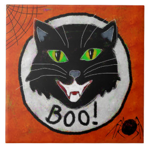 Carreau Chat noir Art d'Halloween Abstrait