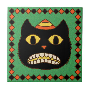Carreau Chat noir d'Halloween en Allemagne Vintage