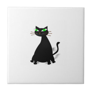 Carreau Chat noir gras aux yeux verts