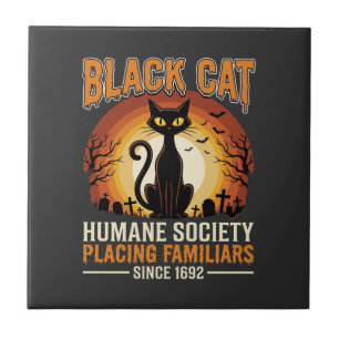 Carreau Chat Noir Halloween Familier Vintage Cimetière Dés
