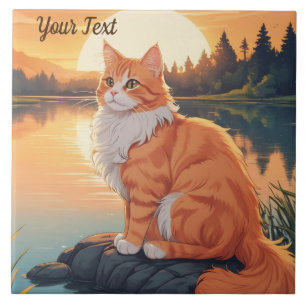 Carreau Chat orange par lac