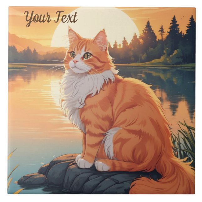 Carreau Chat orange par lac (Devant)