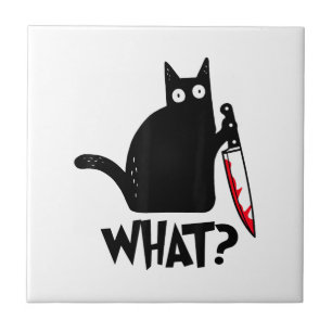 Carreau Chat Qu'est-ce que_ Drôle Chat Noir