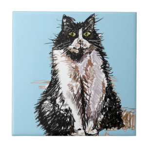 Carreau Chat Smoking Noir et Blanc Chats Heureux