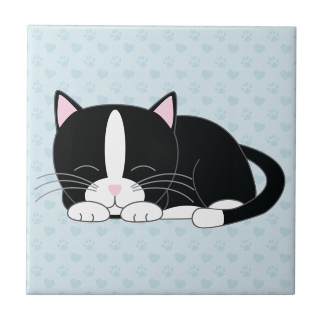 Carreau Chat somnolent de smoking (Devant)