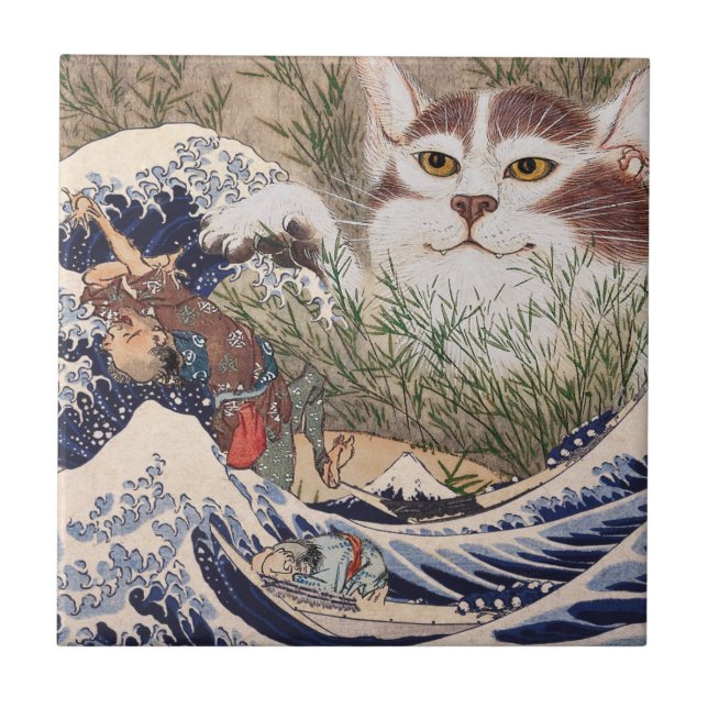 Carreau Chat surnaturel à la Grande Vague (Devant)