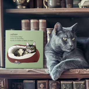 Carreau Chat Tabby Laziness Sarcasique Vert Sauge Humorist