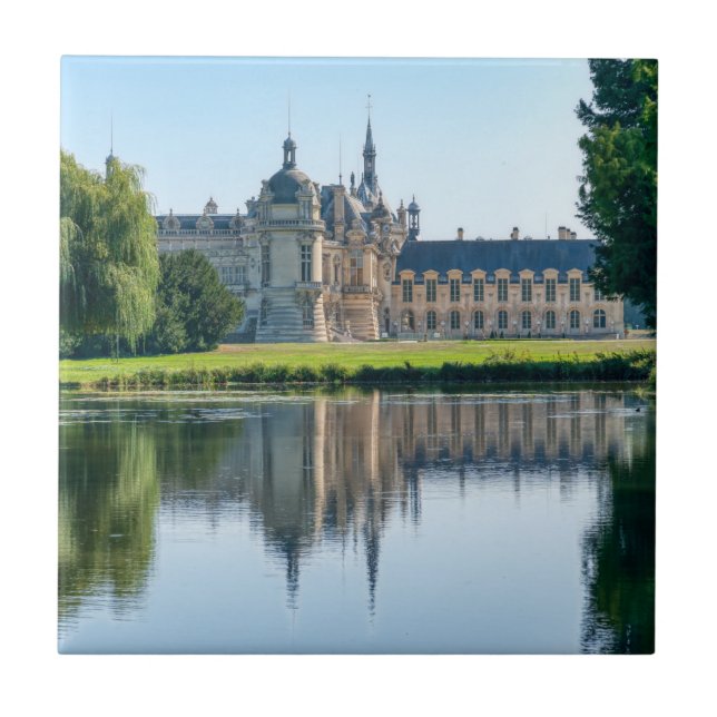 Carreau Château de Chantilly et réflexion dans un étang (Devant)