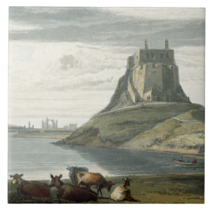 Carreau Château sur l'île sainte, le Northumberland, 'd'
