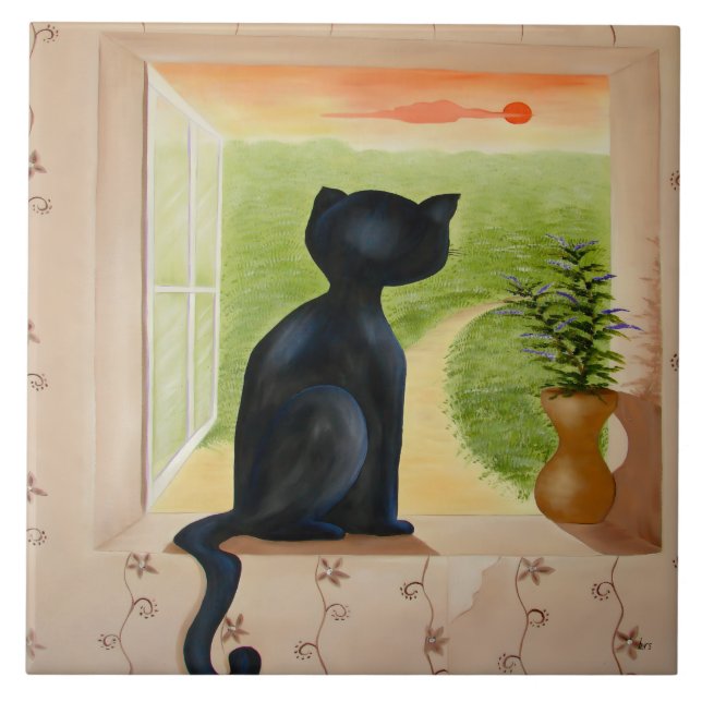 Carreau Chaton dans une fenêtre (Devant)