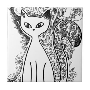 Carreau Chats à motifs floraux amusants