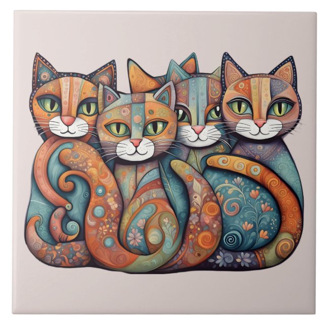 Carreau chats apaisants 3 tuiles (Devant)
