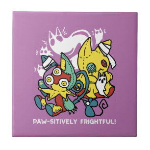 Carreau Chats déplaisants Halloween Art : Paw-sitly Fright