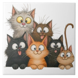 Carreau Chats fantaisistes mignons