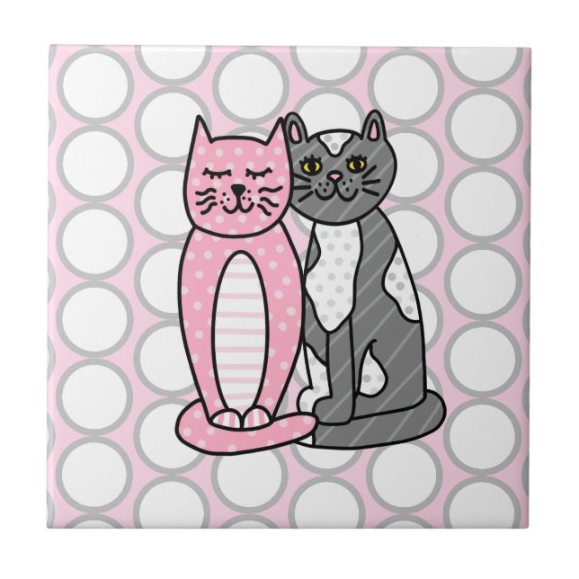 Carreau Chats Kitty Roses et Grey Cute Cute (Devant)