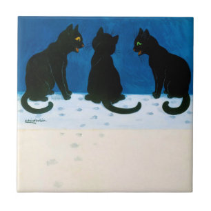 Carreau Chats noirs dans la neige, Louis Wain