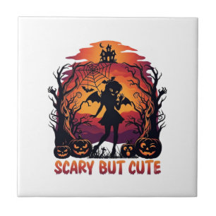 Carreau Chauve-souris fille citrouilles Halloween mignonne
