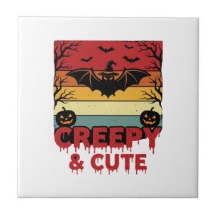 Carreau Chauve-souris vintage effrayante et mignonne d'Hal