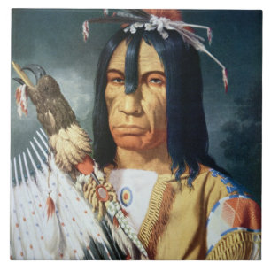 Carreau Chef de Natif américain du peuple de Cree du