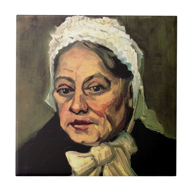 Carreau Chef d'une vieille femme Casquette blanche par Vin (Devant)