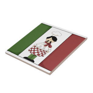 Carreau Chef italien #2 avec la tuile de drapeau
