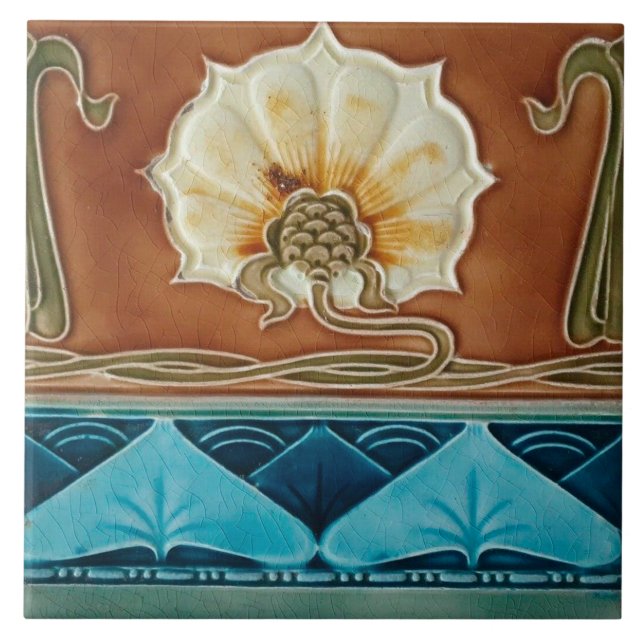 Carreau Cheminée en céramique murale style Art nouveau (Devant)