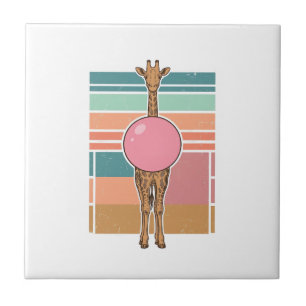 Carreau Chemise à motif de girafe vintage avec gravure de
