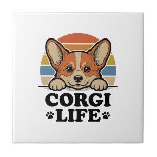 Carreau Chemise Corgi Life Gravure Vintage Art Amoureux de